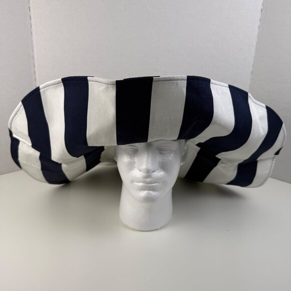 Anthropologie Oversized Stripe Hat Navy White Wide Brim One Size NWT - Picture 2 of 8